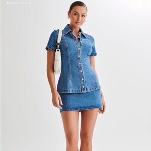 Meshki ELLIE
Denim Mini Skirt - 70's Blue Skirt set (top and skirt)